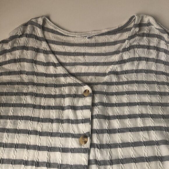 Striped Oversized Tie Front Cardigan Size Medium - Picture 3 of 10
